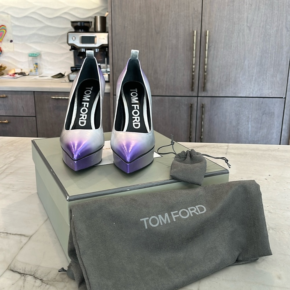 Tom Ford metallic leather platform pumps , current season